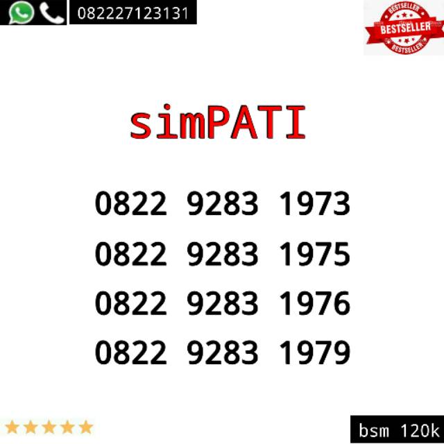 Nomor Cantik perdana simpati tahun 1973 7975 1976 1979 rapi bsm20