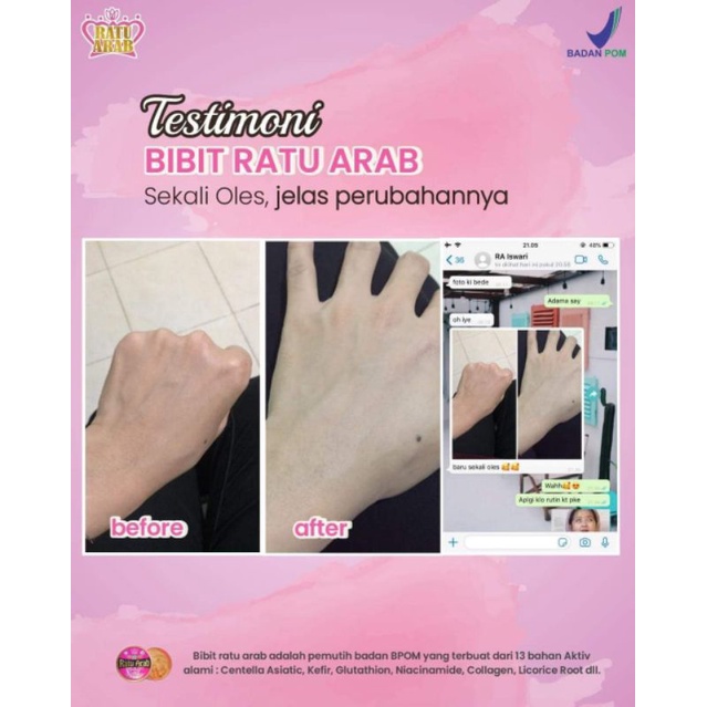READY STOCK FREE KUAS MASKER |BIBIT RATU ARAB TERPOPULER|PEMUTIH SELURUH BADAN|BODY LOTION PALING AM