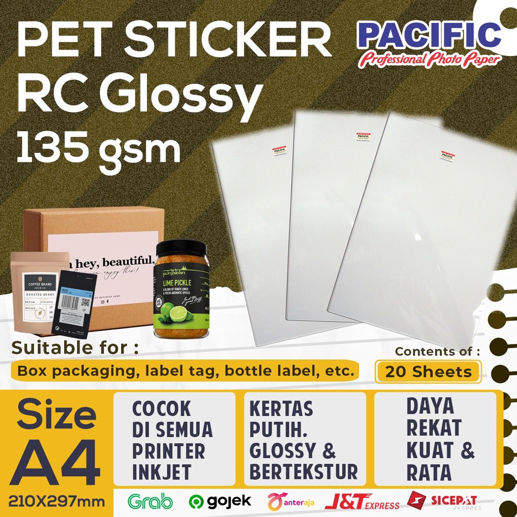 

Kertas Stiker RC Glossy / Sticker Paper Vinyl Inkjet 135 gsm