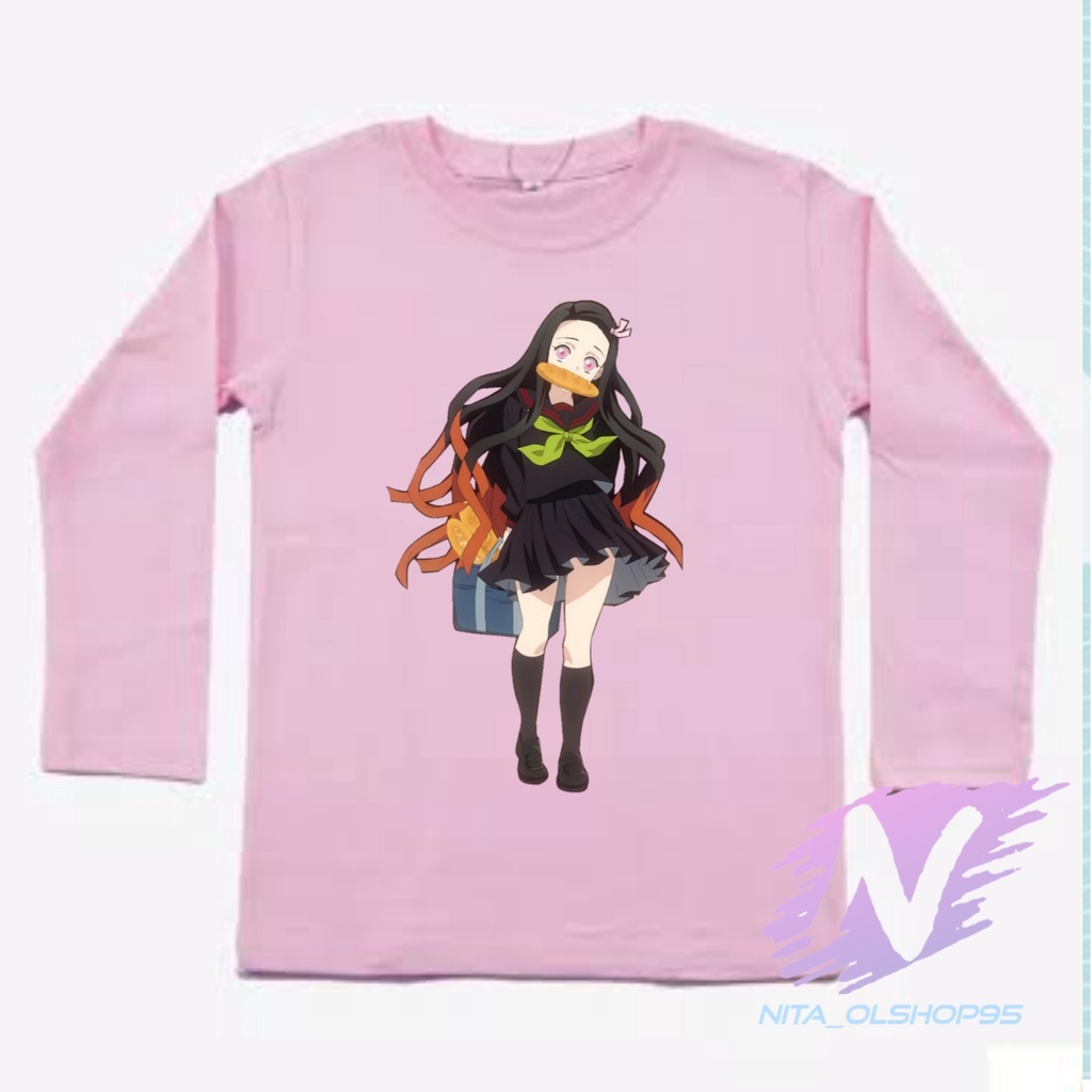 kaos nezuko lengan panjang baju anak anime