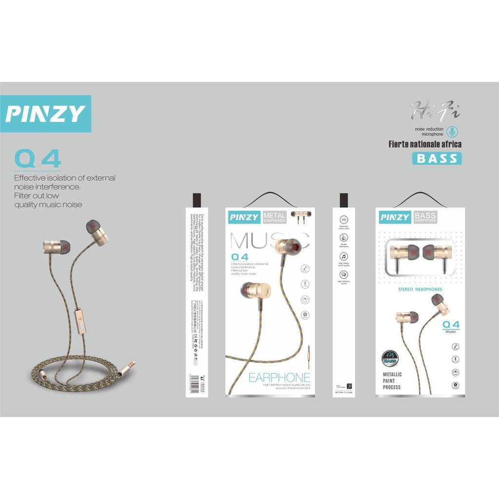 Headset - Earphones Pinzy Q4 Metal Original 100% High Quality &amp; Sounds