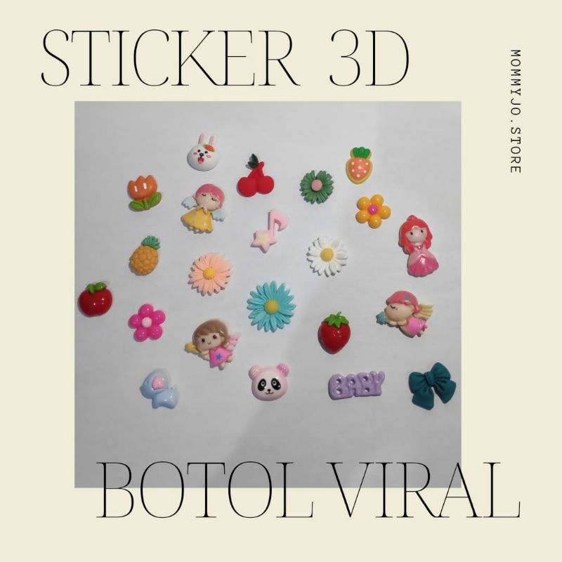 Sticker 3D Timbul botol minum pastel - Sticker Botol motivasi - Sticker 3D botol minum