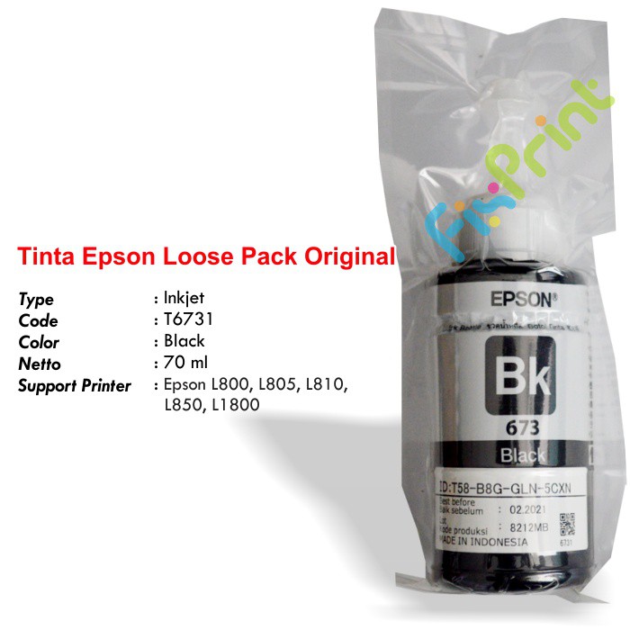 Tinta Original Epson 673 T6731 T6732 T6733 T6734 T6735 T6736 Refill Printer L800 L805 L850 L1800 Ori