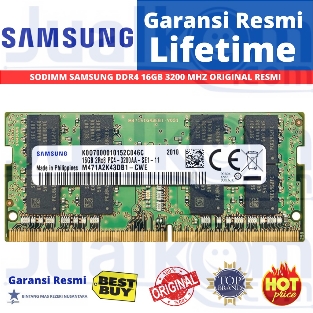 SAMSUNG SODIMM DDR4 16GB 3200MHZ ORIGINAL RESMI