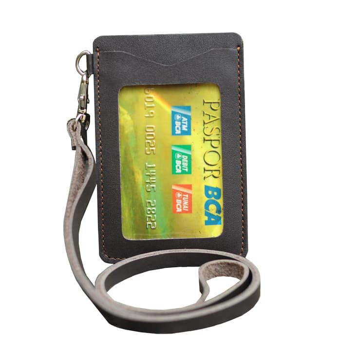 

Murah id card holder kulit gantungan id card kulit name tag coklat tua