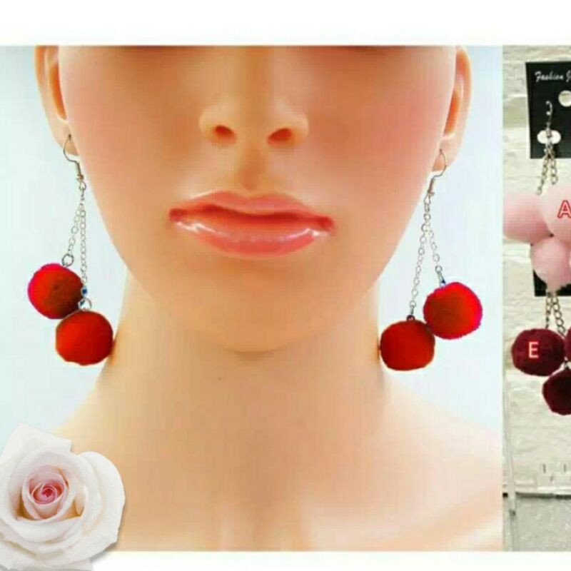 Anting pompom dable -anting murah -anting cantik - anting hijab -bisa bayar ditempat cod