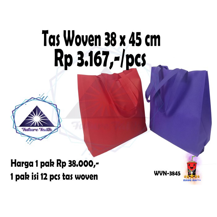 

PROMO @12 PCS GOODIE BAG SPOUNBOND POLOS TALI / TAS FURING NON WOVEN 38 X 45