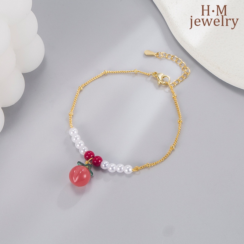 Gelang Mutiara Manusia Peach Gaya Mori