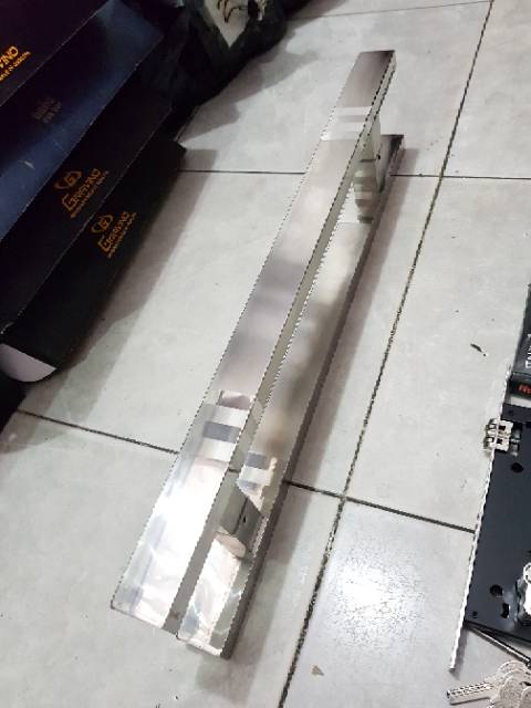 Handle pintu stainless minimalis 60cm baut tembus 2set + body pelor