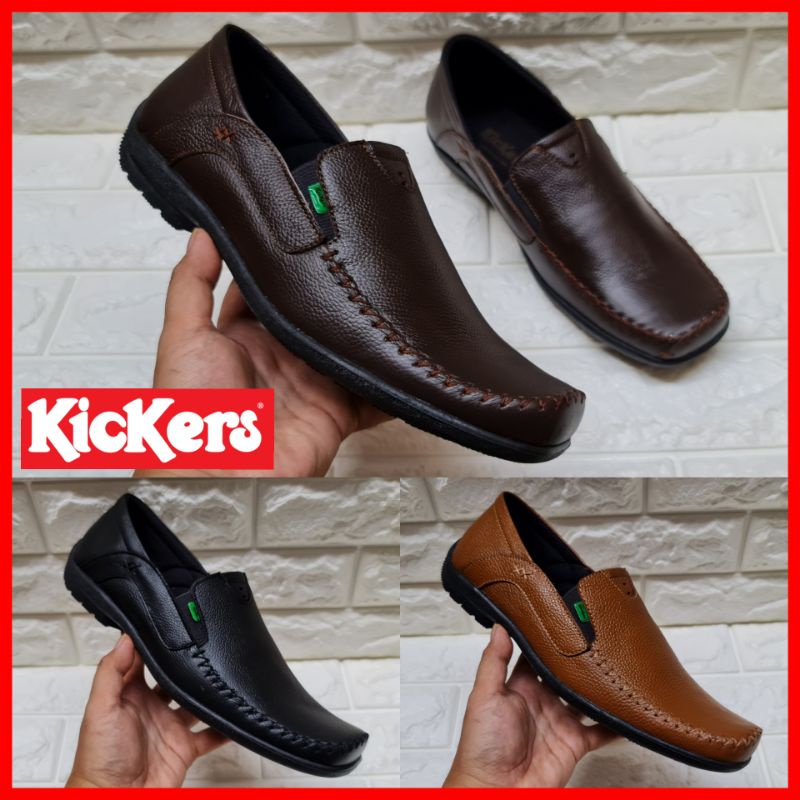 SEPATU PANTOPEL PRIA KICKERS KULIT ASLI / SEPATU PANTOFEL KERJA KANTOR COWOK FORMAL WEDDING PESTA / SEPATU SLIP ON LAKI