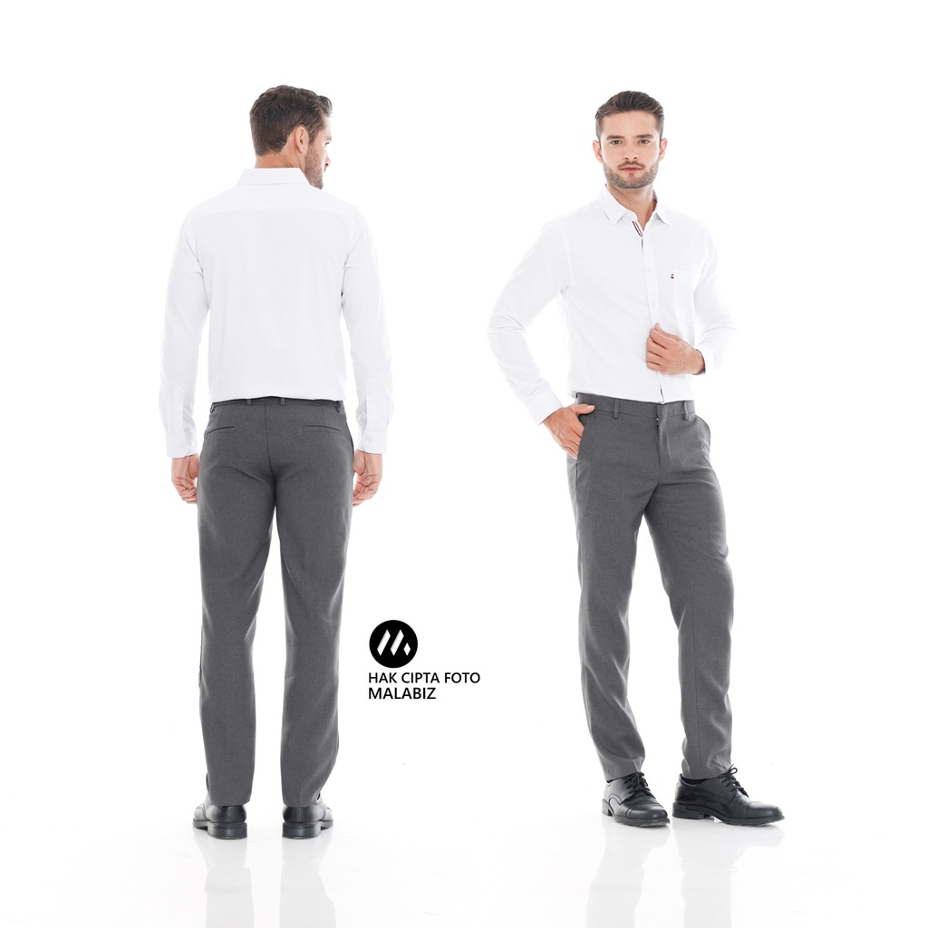 Gilthunder - Celana Kantor Pria Slim Fit Panjang Pria Bahan Stretch Warna Abu-Abu Celana kerja Pria Kantoran Basic Standar Bergaransi