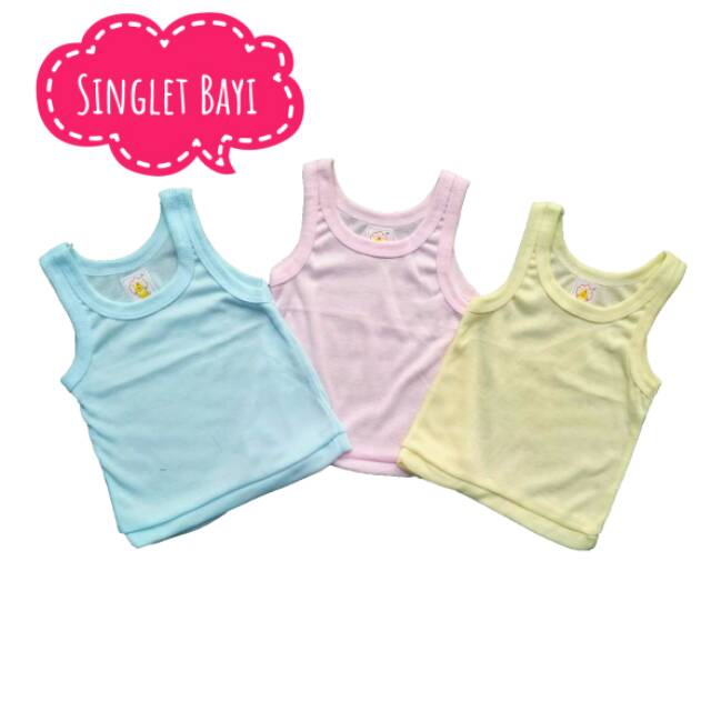 Singlet Bayi Warna Baju Bayi Kutung Baby Newborn Perlengkapan Bayi Lahir Dalaman Atasan Bayi Unisex