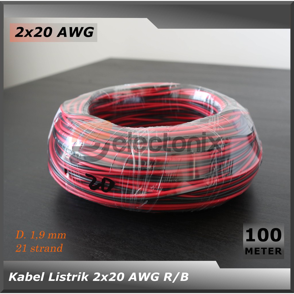 Kabel Listrik 2 x 20 AWG | Merah/Hitam [100m]