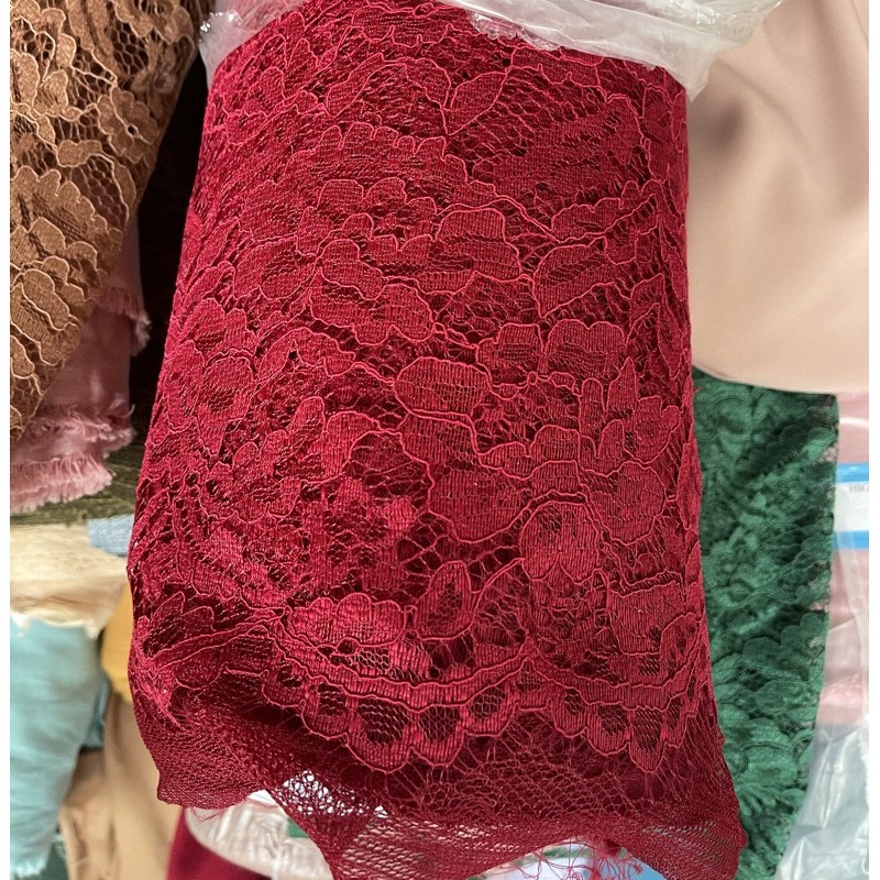 Kain BROKAT CORD LACE NON GLITTER-Maroon Sedeng