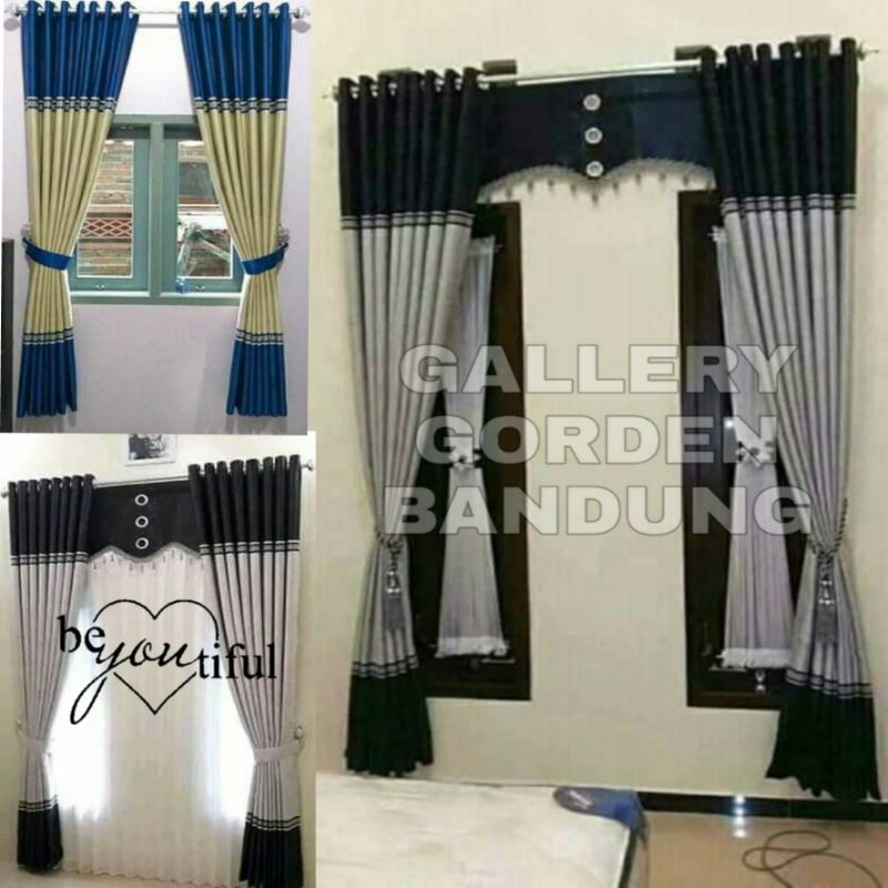 GORDEN JENDELA MINIMALIS BAHAN BLACKOUT IMPORT GRADE A DEKORASI HORDENG  KOMBINASI HITAM PUTIH