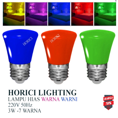 MEREK HORICI lampu bola/Lampu warna warni Led 1 set isi 7 pcs 7 warna / bola led warna warni 3w /Lampu Led Hias