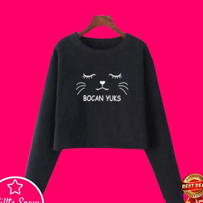 QIDX BAJU SWEATER CROP WANITA 401 - SWEATER HOODIE CROP 401 - PUTIH 12CJ