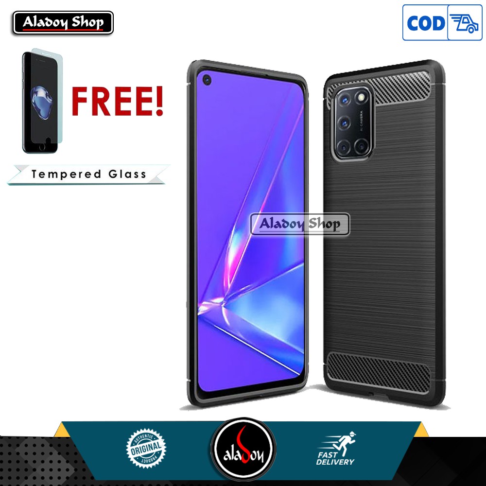 PROMO PAKET Case OPPO A92 2020 Ultra Slim Premium Softcase + Anti Gores Tempered Glass Layar