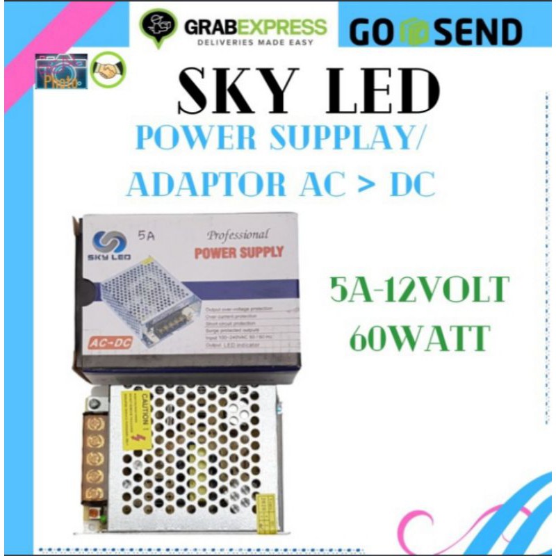 Power Supply / Trafo Switching / Adaptor Strip LED 12V 5A Sky LED