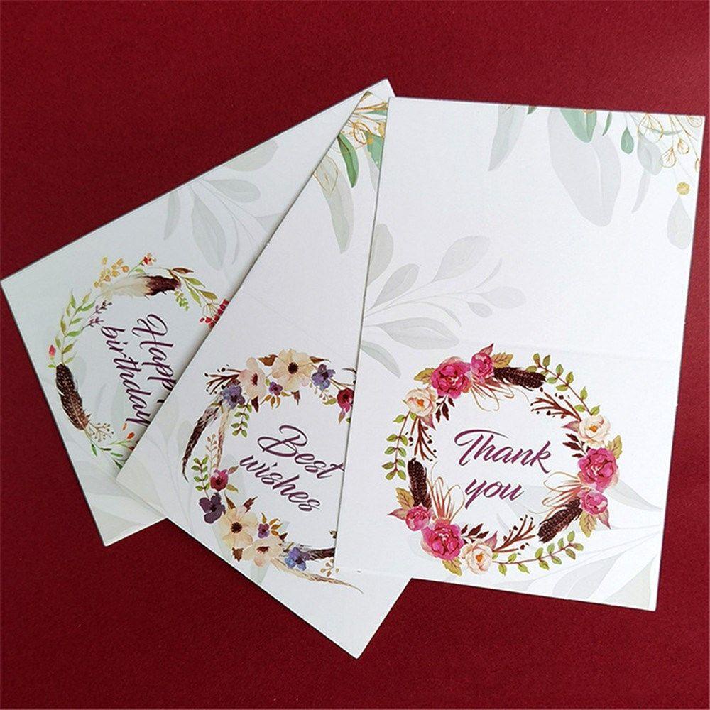 R-flower 100pcs Kartu Ucapan Perlengkapan Pesta Ucapan Best Wishes Wedding Birthday Postcard