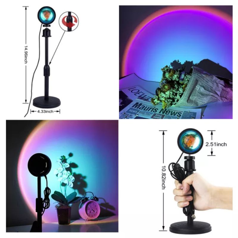 Lampu Sunset Proyektor LED RGB87 Remote Control 16 Warna Live Streaming