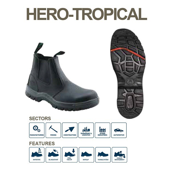 Sepatu Safety Bata Industrials HERO TROPICAL Safety Shoes - Black