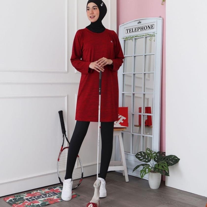 LANGSUNG KIRIM.. Tunik Tunic Baju Kaos Pakaian Atasan Sport Sports Sporty Olahraga Wanita Cewek Musl