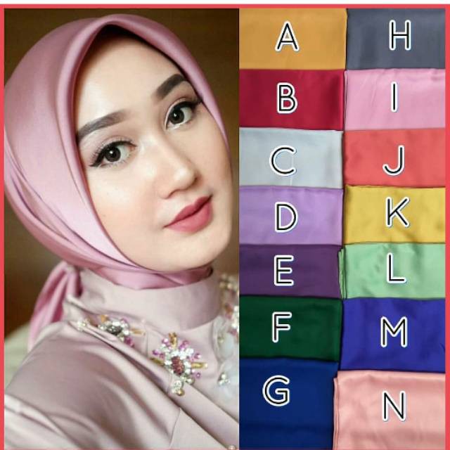 PROMO Jilbab Segiempat Satin Jilbab Satin Saten Polos