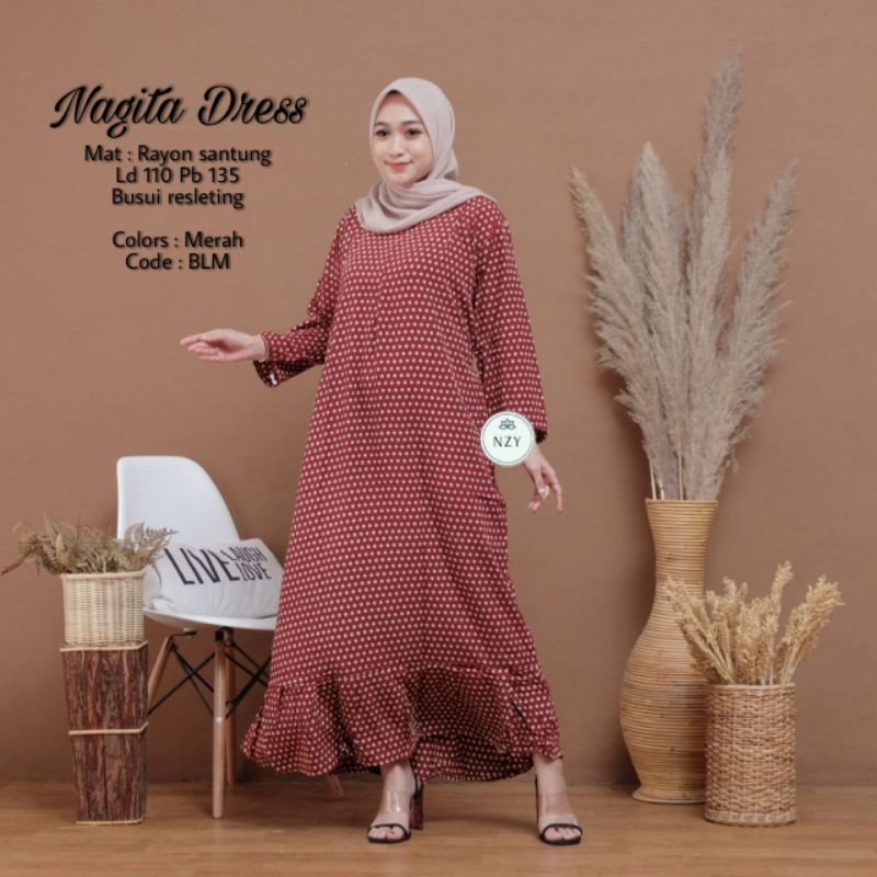 Nagita Dress / Homedress Polkadot / Homdress Rayon Viscose / Rayon Motif / Rayon Viscose Homedress