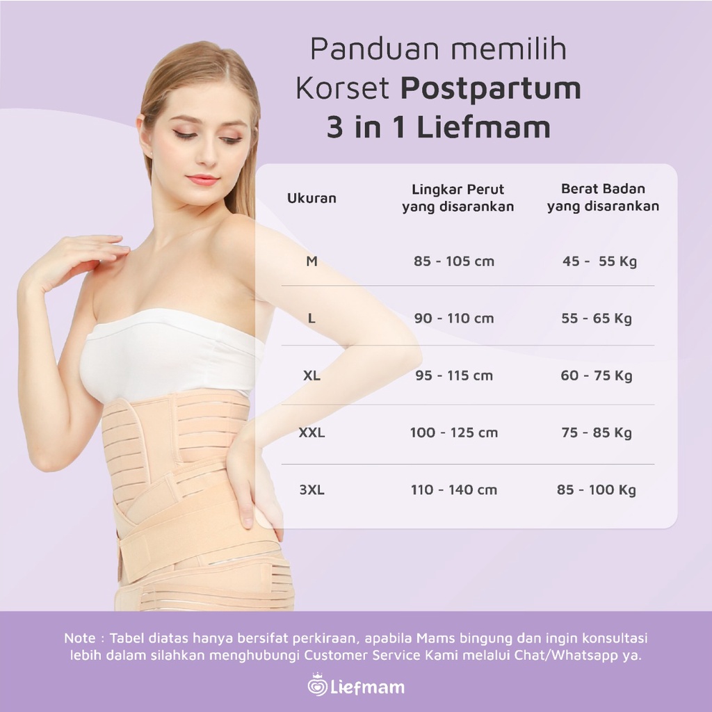 [M, L] Korset Postpartum 3 in 1 Liefmam (Zaraya) Original - Korset Peramping Pasca Melahirkan