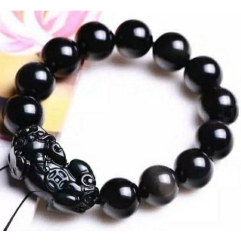 GELANG BLACK JADE KEBERUNTUNGAN PRIA BESAR 14 MM