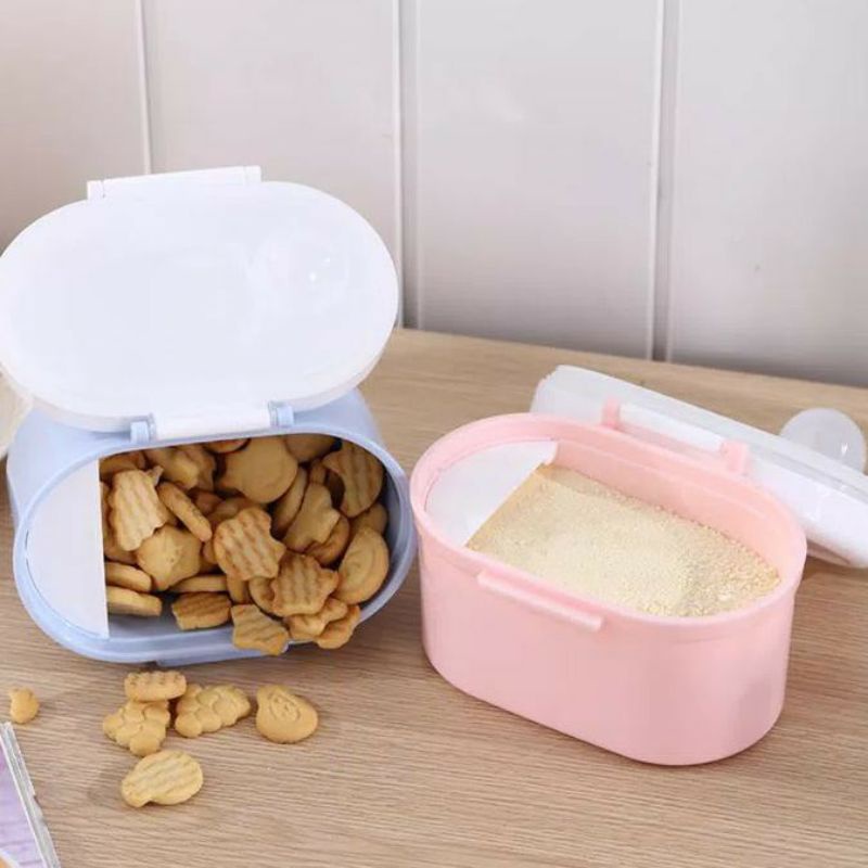 Tempat Kotak susu bubuk bayi gula kopi kue toples krupuk serbaguna plastik 400ml