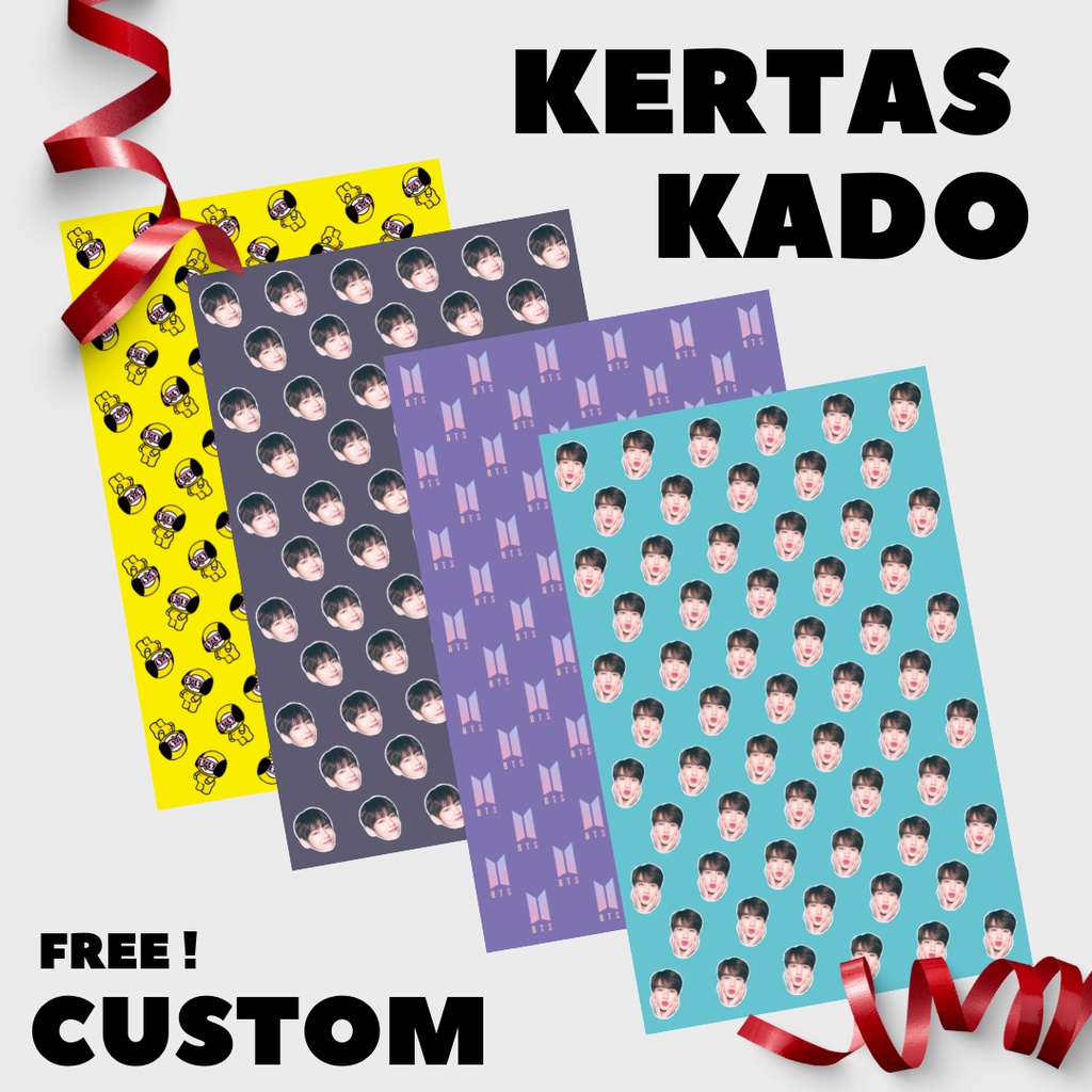

KERTAS KADO CUSTOM pakai foto sendiri/idol kpop bts, blackpink/ anime | Cetak gift paper custom