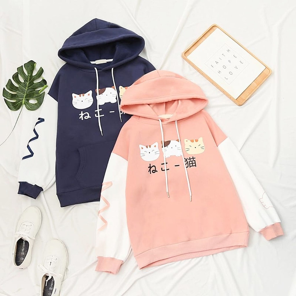 Sweater Hoodie Wanita Murah / Sweater Hoodie Combi - 3 CAT JAPAN