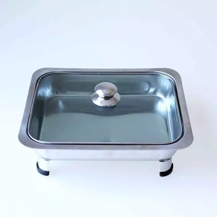 Prasmanan Warmer 2 Square Pan  , Tempat Makan Pemanas  Penghangat Sayur  Stainless Stell KOTAK / SEGI