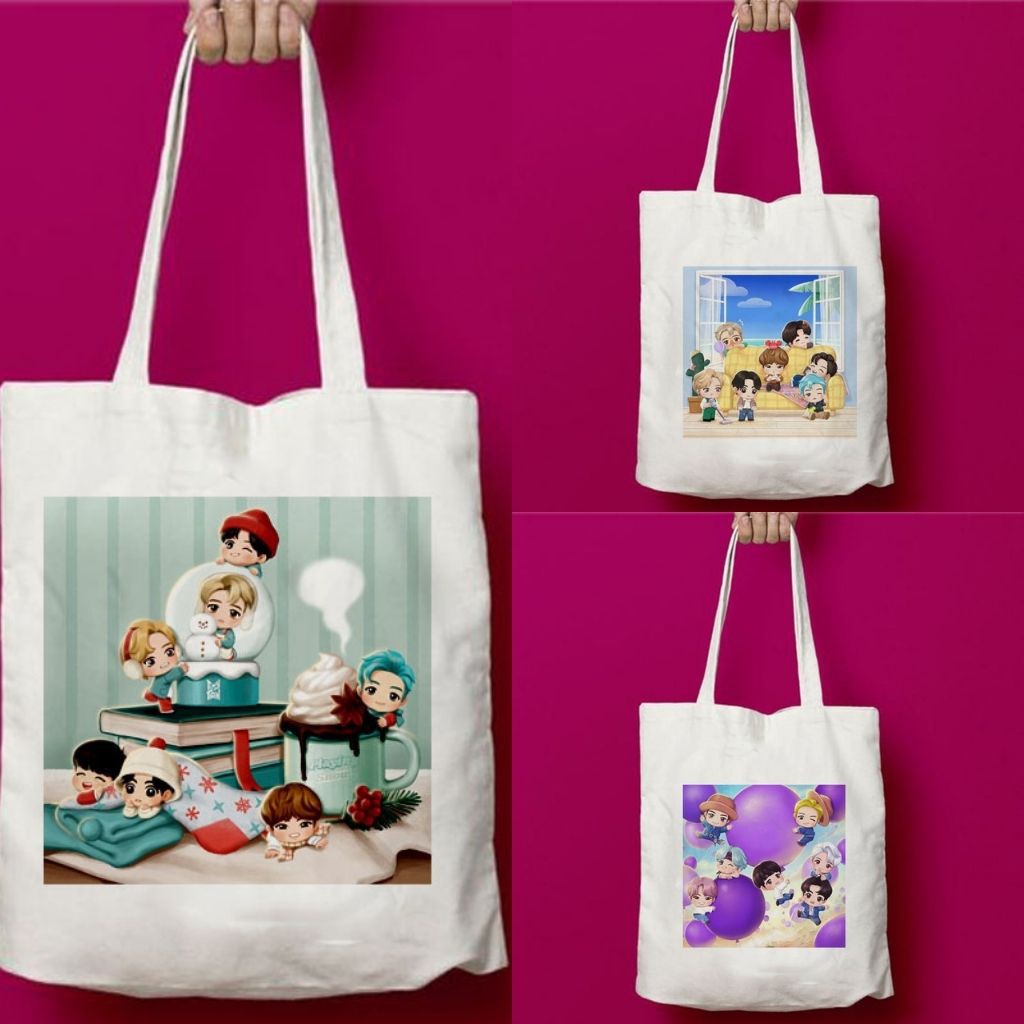 Jual Totebag Tote Bag Bts Bt21 Tiny Tan Kanvas Premium Kpop Korea