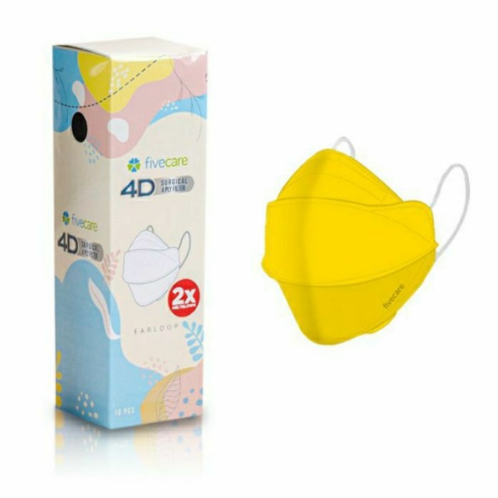 Masker Five Care 4D Surgical 4ply / Fivecare 4D Isi 10 Pcs