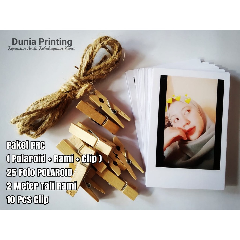 BIG SALE.!!!! PROMO PAKET Polaroid ( 25 Foto Polaroid + 2 Meter Tali Rami + 10 Pcs Clip Foto )