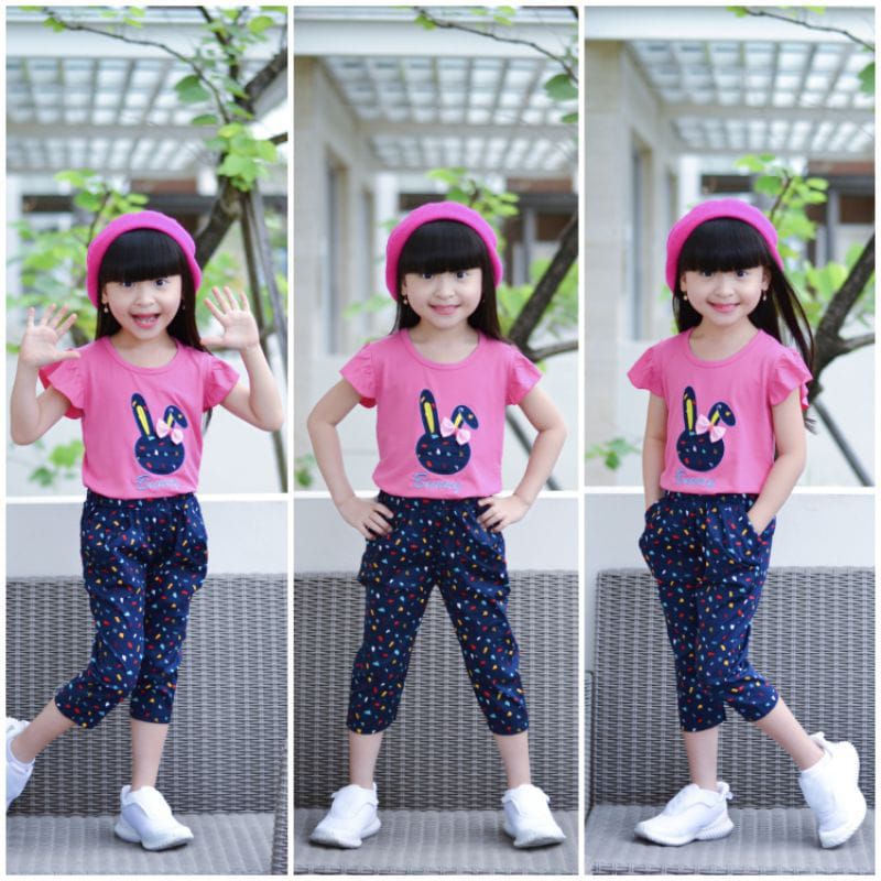 Setelan anak perempuan/pakaian anak perempuan/baju anak perempuan 3-7tahun
