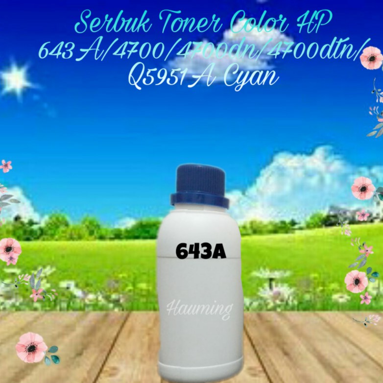 Serbuk Toner Powder Color HP 643A 4700 4700DN 4700DTN 4700N 4700PH+ Q5951A Cyan  1x Isi