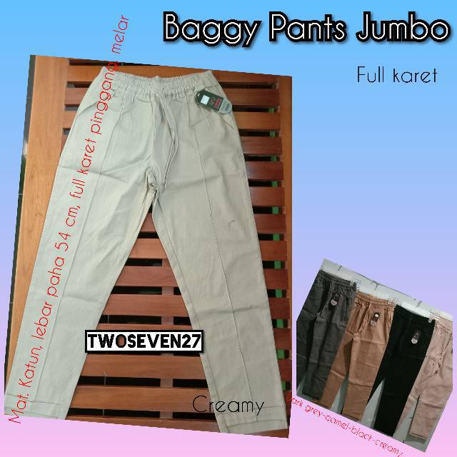 Baggy pants jumbo full karet pinggang