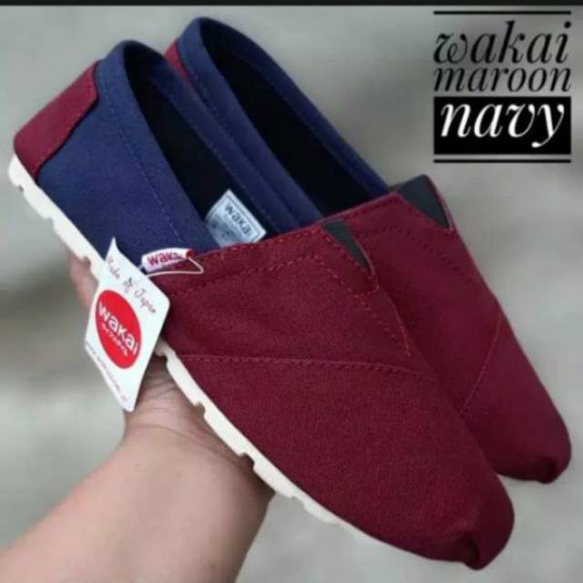 Slip on Wakai unisex maron Nevi Termurah