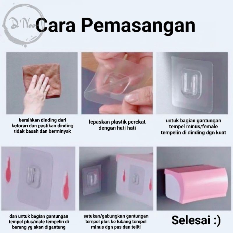 Gantungan Tempel Socket Sepasang Hook Gantung Plus Minus Kualitas Premium Double Serbaguna