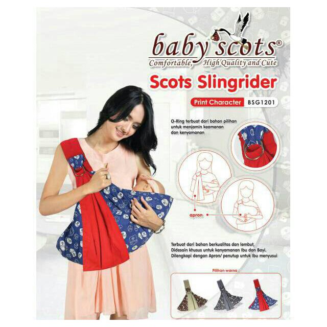 Gendongan samping baby scots slingrider print character - BSG 1201