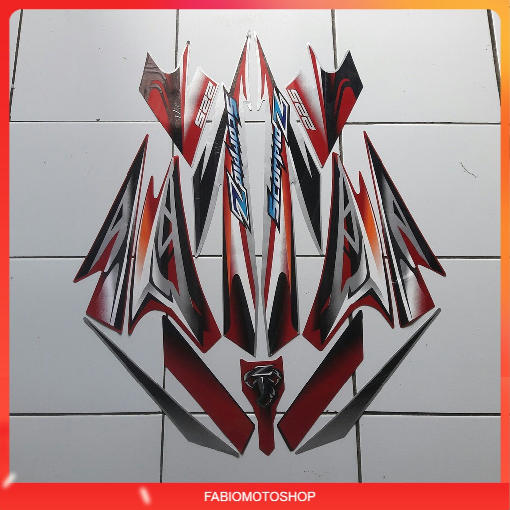 sticker motor scorpio z 2008 silver-merah