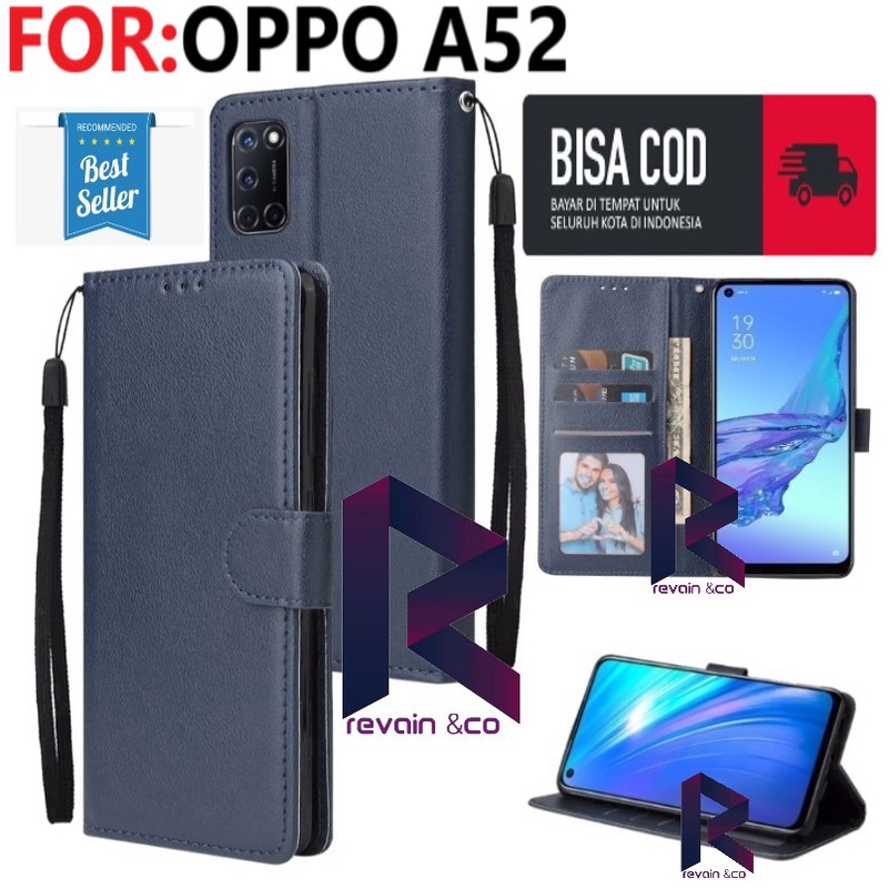 SARUNG KULIT OPPO A52 FLIP WALLET LEATHER KULIT PREMIUM FLIP COVER SARUNG BUKA TUTUP FLIP CASE OPPO A52