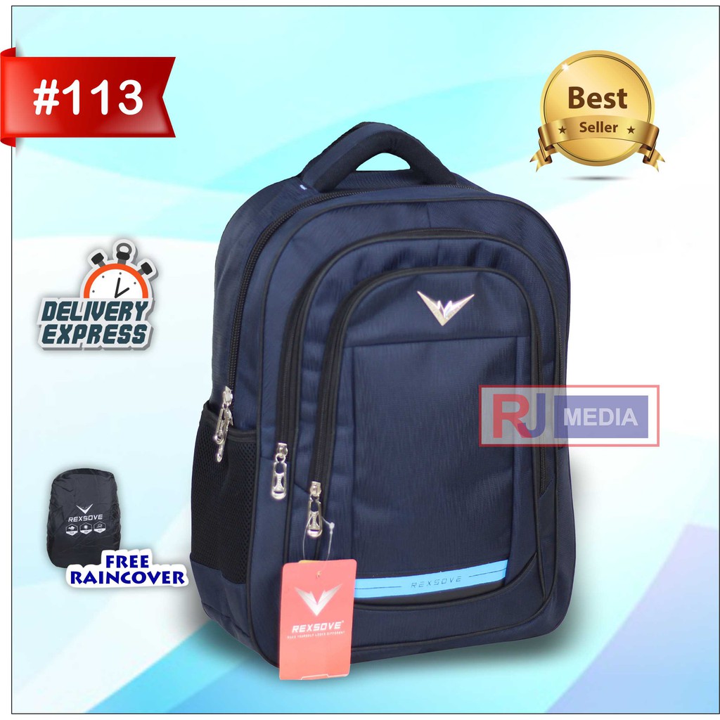 [ Promo Serba 80 Ribu ] Tas Ransel Sekolah Rexsove Distro Pria Wanita SMP SMA Terbaru Backpack Laptop Multifungsi Muat Banyak LKS Laptop Buku Paket Buku Tema Jahitan KUat Bahan Awet Bonus Raincover Harga Termurah Kualitas Ekspor