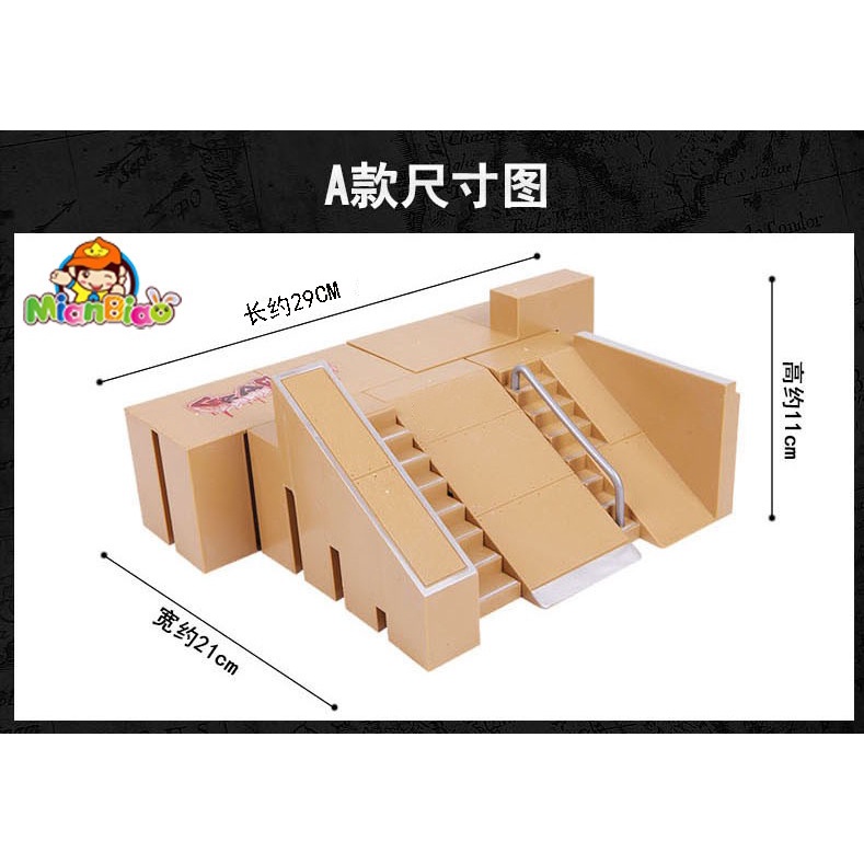 Set Mainan Taman SKATEBOARD Jari MINI Dengan Ramp Untuk Tech Fingerboard