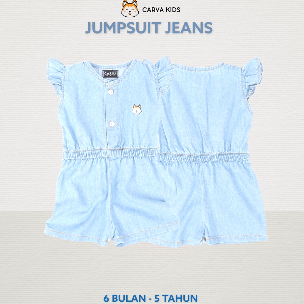 CARVA JUMPSUIT ANAK SOFT JEANS PEREMPUAN ATASAN BAYI DENIM ORIGINAL 1-5 TAHUN LUCU IMUT BEST SELLER