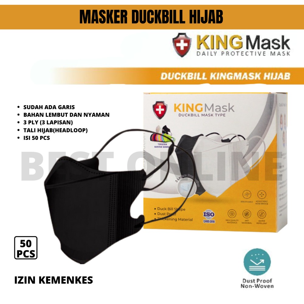 Masker King Mask Duckbill Hijab 1Box isi 5Opcs